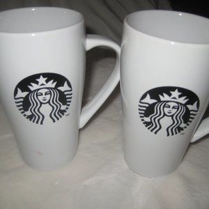 Starbucks white tall latte mugs set of 2